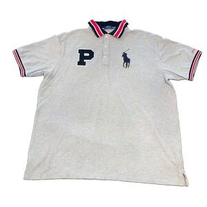 Polo Ralph Lauren 2XLT Mens Rare Big Pony Striped Grey Collared Shirt